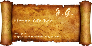 Hirter Gábor névjegykártya